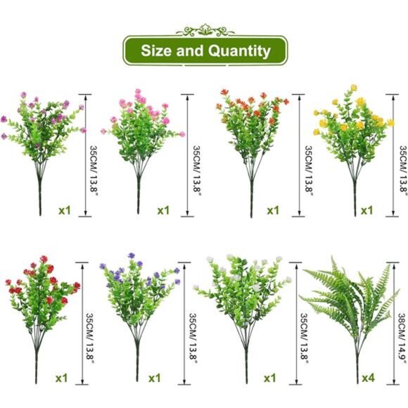 Artificial Fake Hanging Plants Flowers Basket for Outdoor Spring Summer - Picture 3 of 7